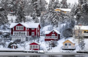 idyllic Swedish village from the water