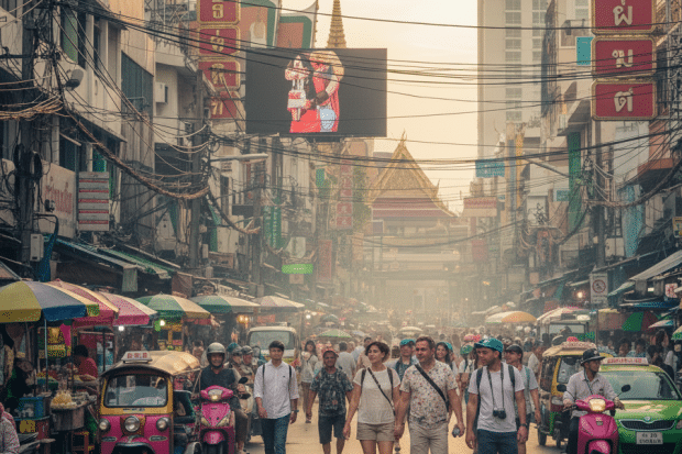 tourists are navigating on Bangkok streets